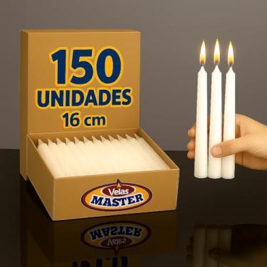 Imagem de Kit 150 Vela Palito 16cm Branca Parafina 100% Pura