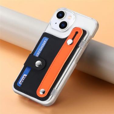 Imagem de Capa de telefone com pulseira de silicone transparente para iPhone 13 12 Mini 15 14 11 Pro XS Max XR X 7 8 Plus Capa de cartão de inserção, preta, para iPhone 7Plus (8Plus)