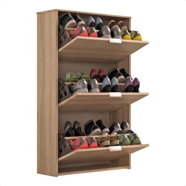 Imagem de Sapateira Organizadora 3 Portas Armário Multiuso para Hall Entrada Quarto Sala Estante Moderna(Freijó)