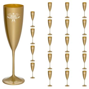 Imagem de Taça Espumante 170ml Boas Festas Acrílico Premium pçs (DOURADO)