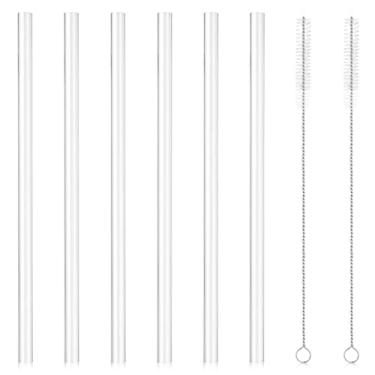 Imagem de 6 canudos de substituição para frasco térmico de ferro, canudos com 2 escovas de limpeza compatíveis com frasco de ferro, garrafa térmica, Hydro Flask tampa de canudo de boca larga