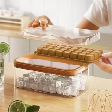 Imagem de Forma de Gelo Bandeja de Silicone Flexível com Tampa – Fácil Desenformar e Armazenar