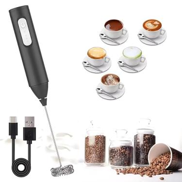 Imagem de Mini Mixer Portátil Elétrico USB Recarregável 2 em 1: Prepara Bebidas Cremosas, Espumador de Leite, Café, Batedor de Ovos e Whey, Fuê Multiuso com 3 Velocidades Alta Performance e Durabilidade