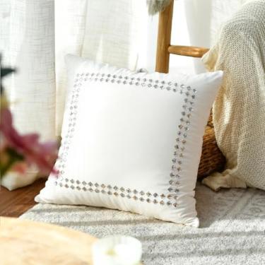 Imagem de Capa de almofada de veludo macia de cor sólida decorativa com zíper para sofá sofá cama cadeira sala de estar casa