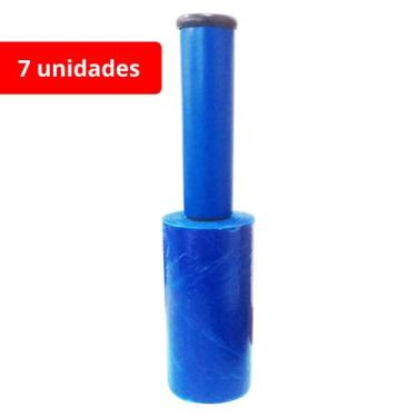 Imagem de Filme Stretch Azul com Cabo 25 Micras  7x Bobinas 10cm para Viagens, M