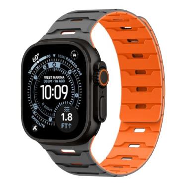 Imagem de Pulseira de silicone magnética para Apple Watch 49 mm, 46 mm, 45 mm, 44 mm, 42 mm, 41 mm, 40 mm, 38 mm, feminino e masculino, pulseira de borracha à prova d'água para iWatch Ultra 3 /SE 3/Series 11 10