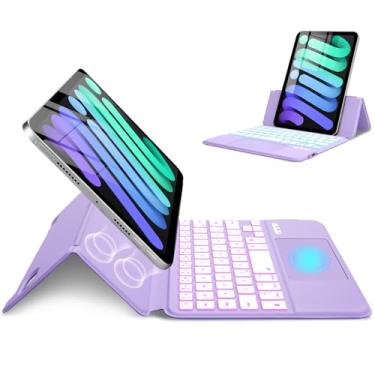 Imagem de MePadKey Capa com teclado Magic Touchpad para iPad Mini 7 (2024)/Mini 6 (2021) 8,3 polegadas, capa magnética fina com teclado TrackPad retroiluminado tipo C 7 cores compatível com iPad mini 7ª (A17