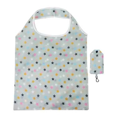 Imagem de Sacolas de compras reutilizáveis para mulheres, sacolas de compras de poliéster dobráveis extra grandes, resistentes e laváveis à máquina, reutilizáveis para armazenamento de viagem, uso diário