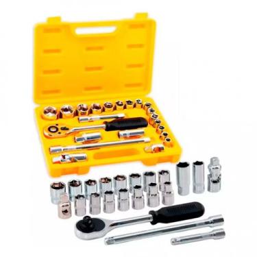 Imagem de Jogo de soquete sextavado 10 a 32 mm encaixe 1/2" com 22 peças - 08533