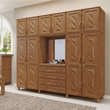 Imagem de Guarda-Roupa Casal Capelinha 10 Portas 4 Gavetas com Espelho Grécia em Madeira - Cavazotto