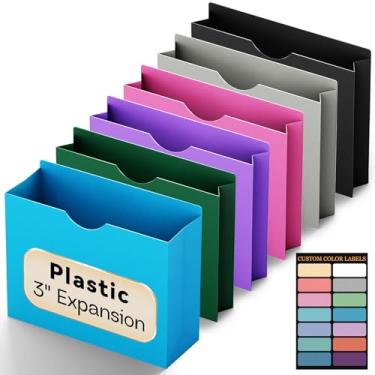 Imagem de NORDUN Pastas expansíveis de plástico de 7,6 cm, pacote com 12 pastas de bolso manilla pastel reforçadas, bolso expansível de poliéster para documentos, arquivos de bolso de expansão resistente com
