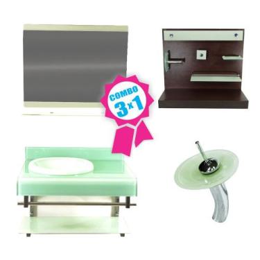 Imagem de Combo 3 em 1 - Gabinete 70cm Espanha + Torneira Ibiza + Kit Banheiro J