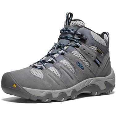 Imagem de KEEN Botas de caminhada femininas Headout Mid Waterproof, Aço Cinzento Azul Céu, 35 EU