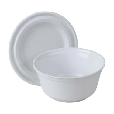 Imagem de Kit 50Un Pote Cumbuca Térmica Com Tampa Isopor 300Ml