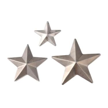 Imagem de 90 peças, 3 tamanhos, cabochão de ferro de estrela de platina, ornamento de estrelas planas de metal para scrapbooking, artesanato faça você mesmo ou decorações de Natal, 25 ~ 45 x 27 ~ 47,5 x 2,5 ~ 4