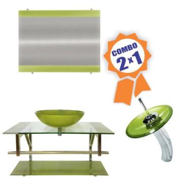 Imagem de Combo 2 em 1 - Gabinete 80cm Noruega + Torneira Ibiza - EKASA, Verde O