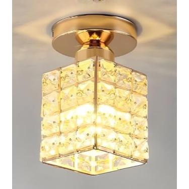 Imagem de Luminária De Teto De Cristal Moderna E Minimalista Lâmpadas Base De Lâmpada De Iluminação Doméstica Abajur,luminárias de teto para sala(2,Ouro-FK（110V-220V）)