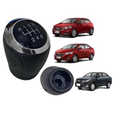 Imagem de Manopla Bola De Cambio 6 Marchas Onix Prisma Cobalt Encaixe Preto Aro Cromado