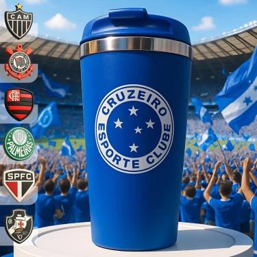 Imagem de Copo Térmico Emborrachado Inox 450 Ml Dos Times De Futebol C