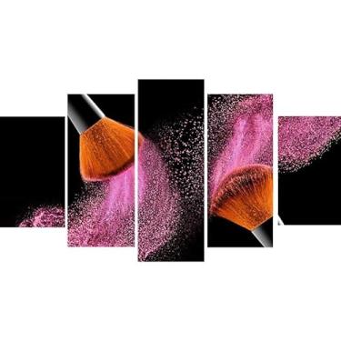 Imagem de Kit quadro decorativo 5 peças 95x60cm Maquiagem Pincéis