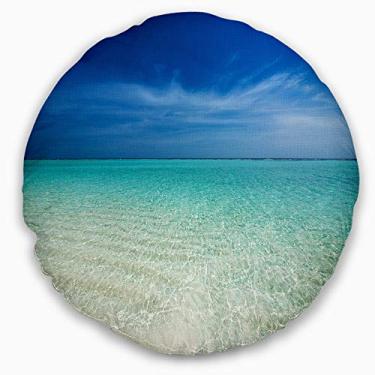 Imagem de Designart Turquesa Oceano Sob Céu Azul Moderna Sala de Estar Redonda, Sofá, Almofada de Alta Qualidade + Capa de Almofada Impressa em ambos os lados 40,6 cm