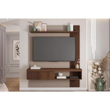 Imagem de Painel Home p/ TV até 65 Pol Jade Ripada 150x183cm Fendi/Havana - Caem