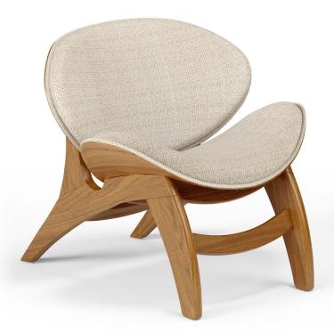 Imagem de Poltrona Decorativa Orgânica Sala Living Kadosh L02 Linho Palha - Lyam Decor