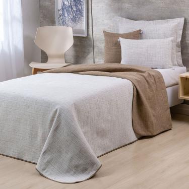 Imagem de Kit Colcha 4 Peças Solteiro Jacquard Dual 60% Algodão 40% Poliéster - Bege