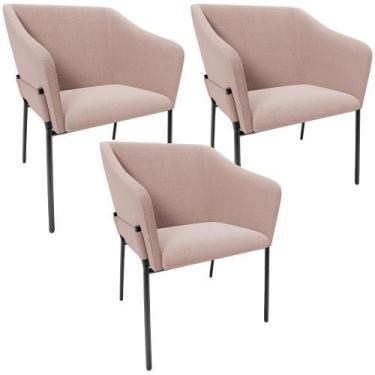 Imagem de Kit 3 Cadeiras Para Sala De Jantar Estar Living Olívia L02 Bouclê Rosê