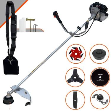 Imagem de Roçadeira Multifuncional Toyama TBC43H À Gasolina 2T 43cc 12000rpm 1,7HP 6 Opções de Corte Com Facas 2 Pontas, 3 Pontas, 6 Pontas, 80 Dentes e Trimmer