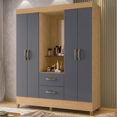 Imagem de Guarda Roupa Solteiro Malibu com 4 Portas e 2 Gavetas com Espelho Moveis Albatroz