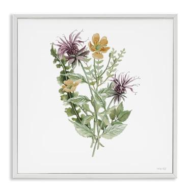 Imagem de Stupell Industries Arte giclée emoldurada cinza com mistura botânica exuberante, design de Cindy Jacobs, 12 x 12