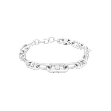 Imagem de Fossil Pulseira masculina de corrente de aço inoxidável com textura serrilhada Knox, One Size, Aço inoxidável, Sem Pedra Preciosa