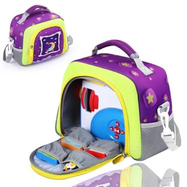 Imagem de Bolsa de transporte compatível com Little Tikes Story Dream Machine Books Starter Set, armazenamento para livro de histórias, reprodução de áudio, bolsa de viagem de personagem (Roxo)