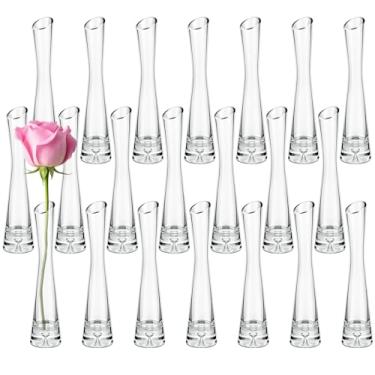 Imagem de LECEHIVO 21 peças de vasos altos de vidro bud granel único vaso de rosa skinny decoração de festa centro de mesa para casamento evento casa mesa escritório (25 cm A x 6 cm L)