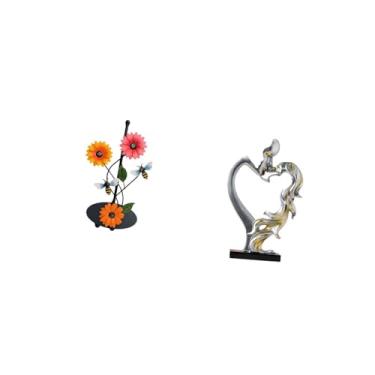 Imagem de Fenteer Suporte para Papel Toalha com Dispensador, Antiderrapante, Vertical, com Estatueta Colecionável de Casal Se Beijando, Ornamento de Mesa para Quarto, C