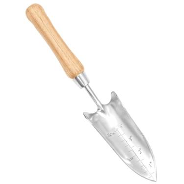 Imagem de Espátula de mão ergonômica de aço inoxidável, aderência de madeira confortável, medição de precisão, tamanhos grandes e pequenos, perfeita para jardinagem ao ar livre