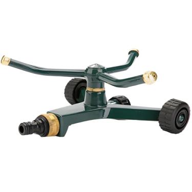 Imagem de LUMINFLY Aspersor de metal de 3 braços, bocal de cobre, cobertura de 845 pés quadrados, rotação de 360°, conexão rápida para irrigação de gramado