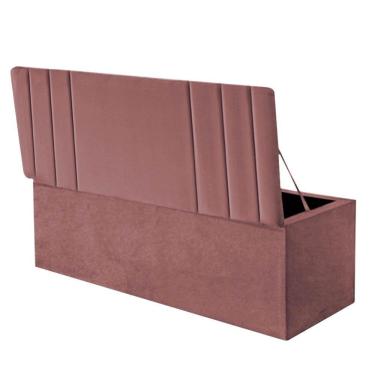 Imagem de Calçadeira Baú Recamier Estofada Cama De Casal 140cm Grécia Suede Rose- Mabe Magazine