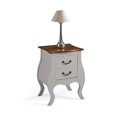 Imagem de Mesa de Cabeceira Bombê Antique 2 Gavetas Laca Off White