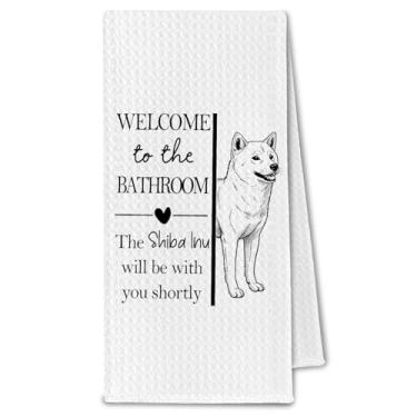 Imagem de ChissNook Shiba Inu Presentes Toalhas de Mão de Banheiro, Shiba Inu Dono de Cachorro Amantes Presentes para Mulheres, Toalha de Mão Decorativa de Cachorro Engraçado para Decoração de Banheiro de