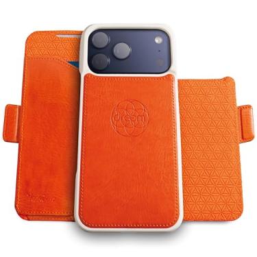 Imagem de Dreem for iPhone 17 Pro Case Wallet, Revolutionary Phone Stand, Vegan Leather, MagSafe-Fit, Magnetic Detachable Flip Cover, RFID Blocking Card Holder, Gift-Box [Fibonacci:Orange]