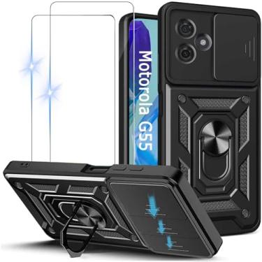 Imagem de Capinha Capa para Motorola Moto G55 + 2 Películas de Vidro Temperado | Capa Anti-Impacto | Proteção da Câmera | Resistente a Arranhões | Aberturas Precisos | Armadura Militar