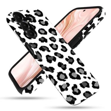 Imagem de FGDRFGRW Capa projetada para Samsung Galaxy A16 5G, 2 camadas TPU + PC, capa protetora à prova de choque – estampa de leopardo preto e branco