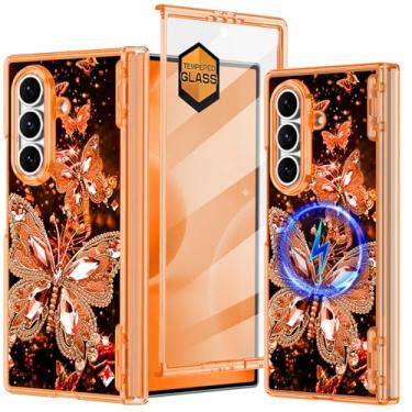 Imagem de Hekodonk Capa para Galaxy Z Fold 7, [compatível com MagSafe] [brilha no escuro] [protetor de tela frontal] [suporte] [proteção de dobradiça], ajuste fino para mulheres e meninas para Samsung Galaxy Z