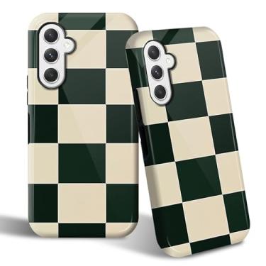 Imagem de SROJDHFJB Capa de telefone para Samsung Galaxy A16 5G, capa protetora de 2 camadas com design retrô quadriculado, parte traseira rígida + amortecedor de TPU macio capa fina para homens e mulheres