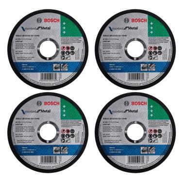 Imagem de Kit 04 Discos de Corte para Esmerilhadeira Inox 4.1/2 7/8 Standard Reto Profissional - Bosch