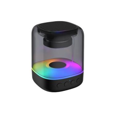 Imagem de Mini Caixa de Som LED RGB - Caixa Som Bluetooth 5.0 com Rádio FM Portátil e Iluminação Colorida(E-3052)