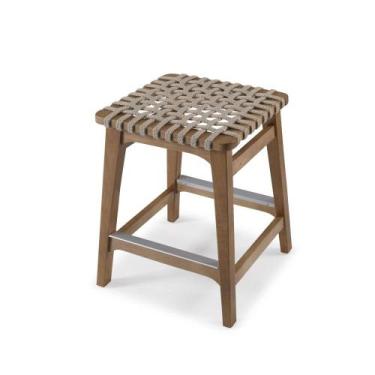 Imagem de Banqueta Baixa Elegance em Madeira Tauari - Areia/Amêndoa - Casa Móvei