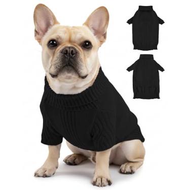 Imagem de Suéteres para cães pequenos, médios e grandes, roupas clássicas para animais de estimação com gola rolê, casaco térmico quente de inverno, gola grossa de tricô duplo, pulôver para clima frio para uso